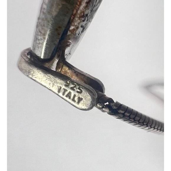 Sterling Necklace Italian 925 17" Snake Chain Dragonfly Pendant Faux Gemstones - Picture 6 of 6